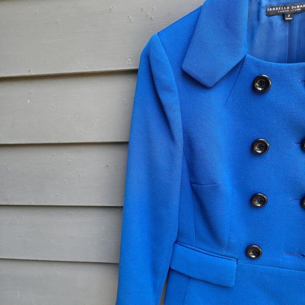 Isabella DeMarco Tahari Blue Double Breasted Jacket size 2 - Picture 9 of 11